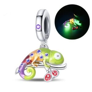 S925 Glow in Dark Chameleon Dangle Charm